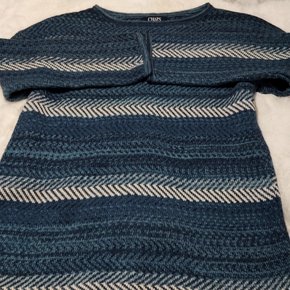 Women's Chaps Ralph Lauren Blue Horizontal Striped Sweater